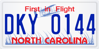 NC license plate DKY0144