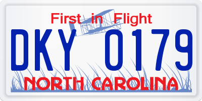 NC license plate DKY0179