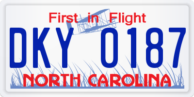 NC license plate DKY0187
