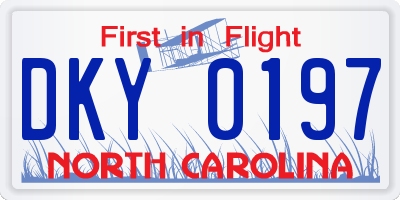 NC license plate DKY0197