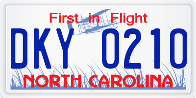 NC license plate DKY0210