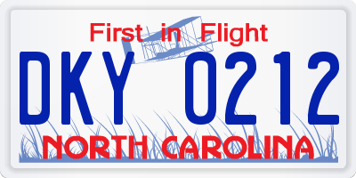 NC license plate DKY0212