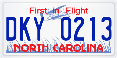NC license plate DKY0213