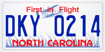 NC license plate DKY0214