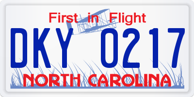 NC license plate DKY0217
