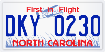 NC license plate DKY0230