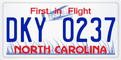 NC license plate DKY0237