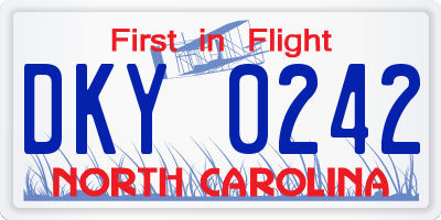NC license plate DKY0242