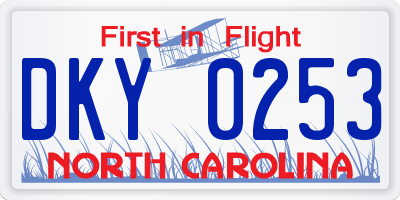 NC license plate DKY0253
