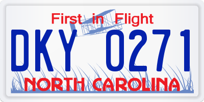 NC license plate DKY0271