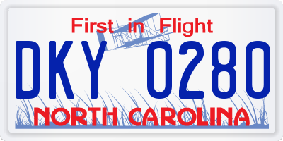 NC license plate DKY0280