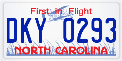 NC license plate DKY0293