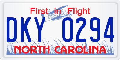 NC license plate DKY0294