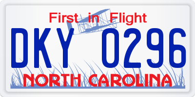 NC license plate DKY0296