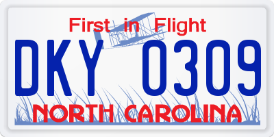NC license plate DKY0309