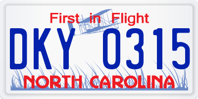 NC license plate DKY0315