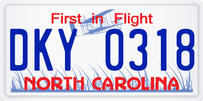 NC license plate DKY0318
