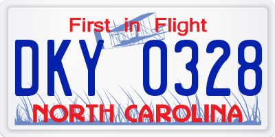 NC license plate DKY0328