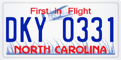 NC license plate DKY0331