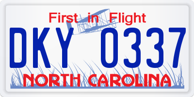 NC license plate DKY0337