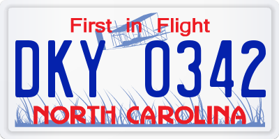 NC license plate DKY0342