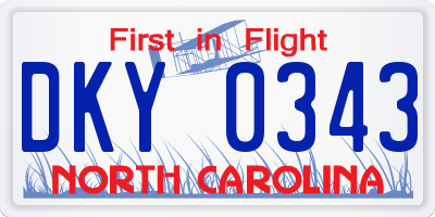 NC license plate DKY0343