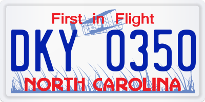 NC license plate DKY0350