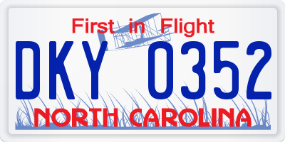 NC license plate DKY0352