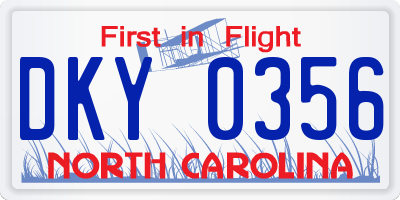 NC license plate DKY0356