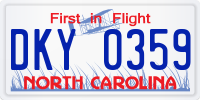 NC license plate DKY0359