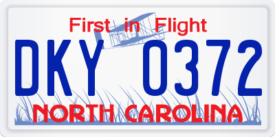 NC license plate DKY0372