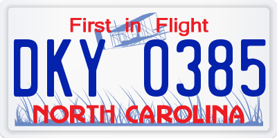 NC license plate DKY0385