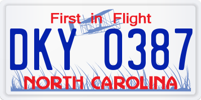 NC license plate DKY0387