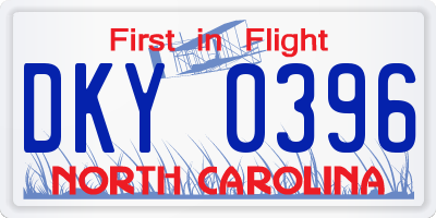 NC license plate DKY0396
