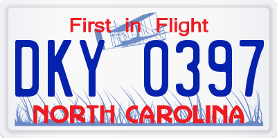 NC license plate DKY0397