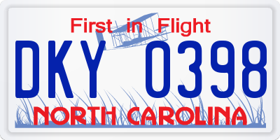 NC license plate DKY0398