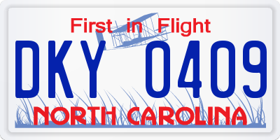 NC license plate DKY0409