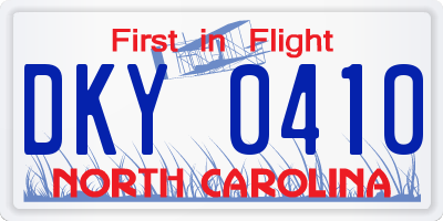NC license plate DKY0410