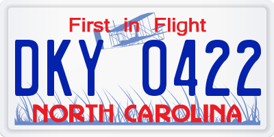 NC license plate DKY0422