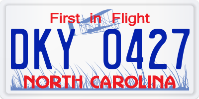 NC license plate DKY0427