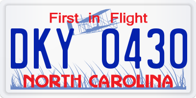 NC license plate DKY0430