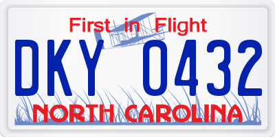 NC license plate DKY0432