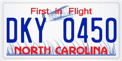 NC license plate DKY0450