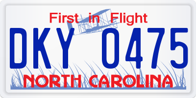 NC license plate DKY0475