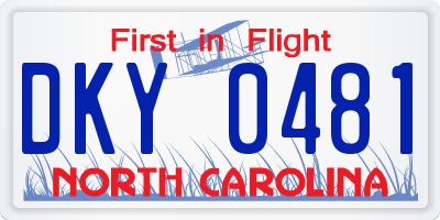 NC license plate DKY0481