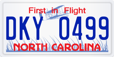 NC license plate DKY0499