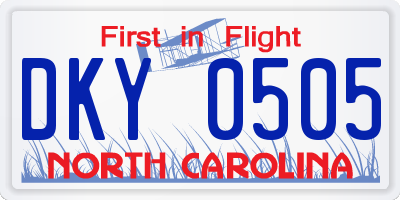 NC license plate DKY0505