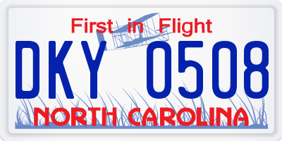 NC license plate DKY0508