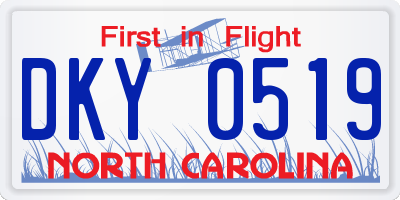 NC license plate DKY0519