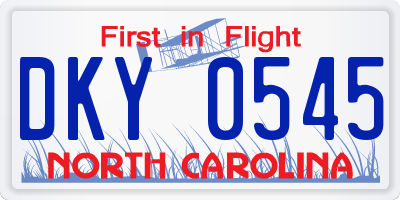 NC license plate DKY0545